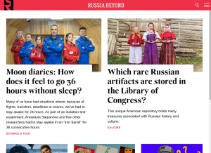 How rbth.com looks like on a tablet such as an iPad.