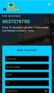 How rcabs.in looks like on a mobile device such as an iPhone.