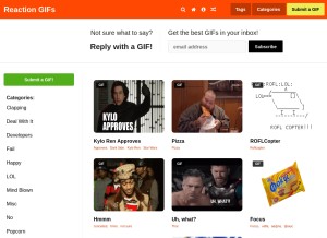 How reactiongifs.us looks like on a tablet such as an iPad.
