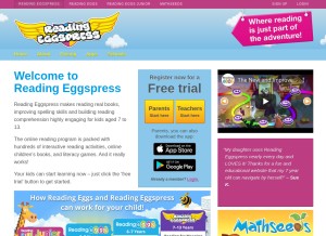 How readingeggspress.com looks like on a tablet such as an iPad.