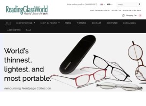 How readingglassworld.com looks like on a tablet such as an iPad.