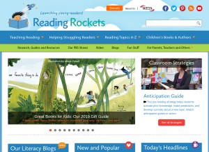How readingrockets.org looks like on a tablet such as an iPad.