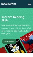 How readingvine.com looks like on a mobile device such as an iPhone.