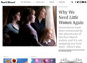 How readitforward.com looks like on a tablet such as an iPad.