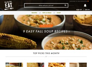 How readyseteat.com looks like on a tablet such as an iPad.