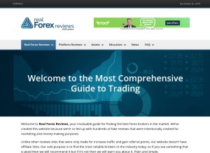 How realforexreviews.com looks like on a tablet such as an iPad.