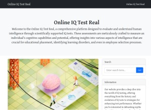 How realiqtest.w3spaces.com looks like on a tablet such as an iPad.