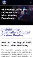 How realmoneycasino.pro looks like on a mobile device such as an iPhone.