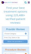 How realpatientratings.com looks like on a mobile device such as an iPhone.