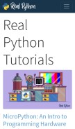 How realpython.com looks like on a mobile device such as an iPhone.