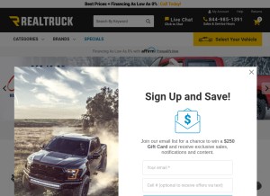 How realtruck.com looks like on a tablet such as an iPad.