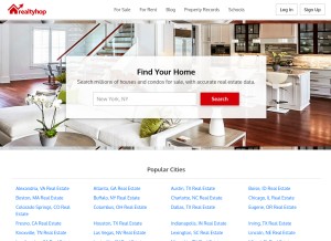 How realtyhop.com looks like on a tablet such as an iPad.