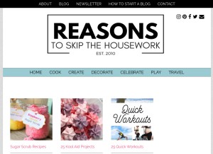 How reasonstoskipthehousework.com looks like on a tablet such as an iPad.