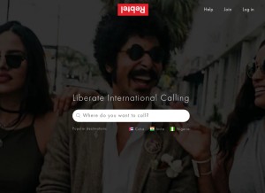 How rebtel.com looks like on a tablet such as an iPad.