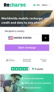 How recharge.com looks like on a mobile device such as an iPhone.