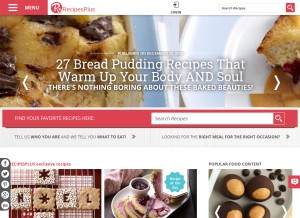 How recipes-plus.com looks like on a tablet such as an iPad.