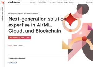 How reckonsys.com looks like on a tablet such as an iPad.