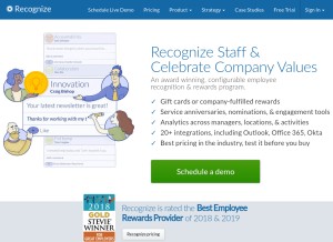 How recognizeapp.com looks like on a tablet such as an iPad.