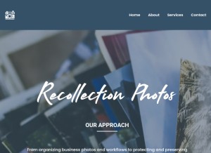 How recollectionphotos.com looks like on a tablet such as an iPad.