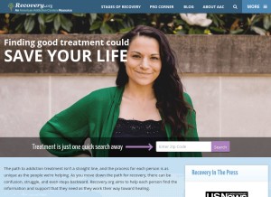 How recovery.org looks like on a tablet such as an iPad.