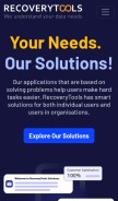 How recoverytools.com looks like on a mobile device such as an iPhone.