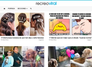 How recreoviral.com looks like on a tablet such as an iPad.