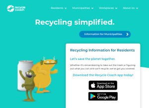 How recyclecoach.com looks like on a tablet such as an iPad.