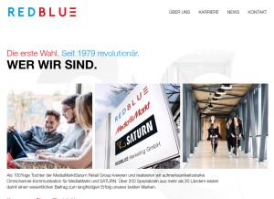 How redblue.de looks like on a tablet such as an iPad.