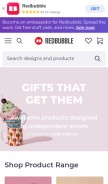 How redbubble.com looks like on a mobile device such as an iPhone.