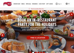 How redlobster.com looks like on a tablet such as an iPad.