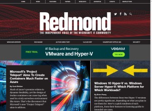 How redmondmag.com looks like on a tablet such as an iPad.