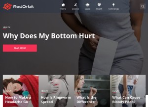 How redorbit.com looks like on a tablet such as an iPad.
