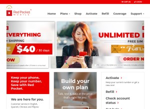 How redpocket.com looks like on a tablet such as an iPad.