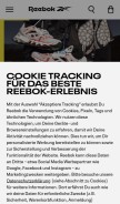 How reebok.de looks like on a mobile device such as an iPhone.