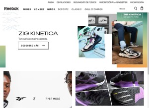 How reebok.es looks like on a tablet such as an iPad.