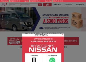 How refaccionarianissan.com.mx looks like on a tablet such as an iPad.