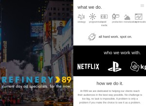 How refinery89.com looks like on a tablet such as an iPad.