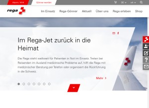 How rega.ch looks like on a tablet such as an iPad.