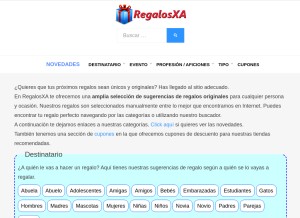 How regalosxa.com looks like on a tablet such as an iPad.