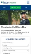 How regent.edu looks like on a mobile device such as an iPhone.