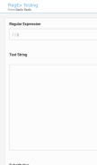 How regextester.com looks like on a mobile device such as an iPhone.