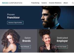 How regiscorp.com looks like on a tablet such as an iPad.