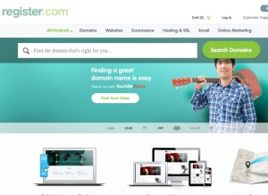 How register.com looks like on a tablet such as an iPad.
