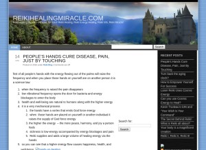 How reikihealingmiracle.com looks like on a tablet such as an iPad.