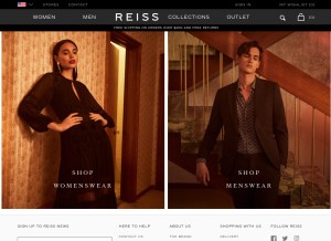 How reiss.com looks like on a tablet such as an iPad.