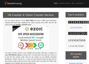 How reliablecounter.com looks like on a tablet such as an iPad.