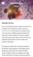 How reliableiqtest.weebly.com looks like on a mobile device such as an iPhone.