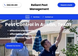 How reliantpestmanagement.com looks like on a tablet such as an iPad.