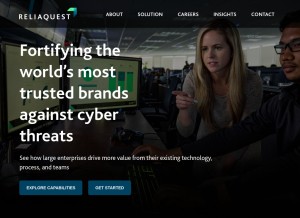 How reliaquest.com looks like on a tablet such as an iPad.
