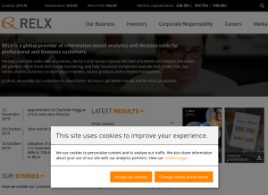 How relx.com looks like on a tablet such as an iPad.